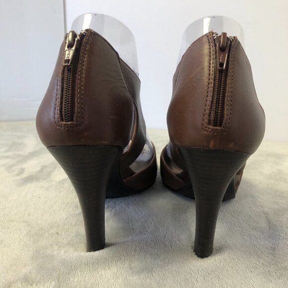 Sofft Pavia Brown Metallic Leather Peep Toe T-Strap Heels Size 8.5 - Picture 5 of 13